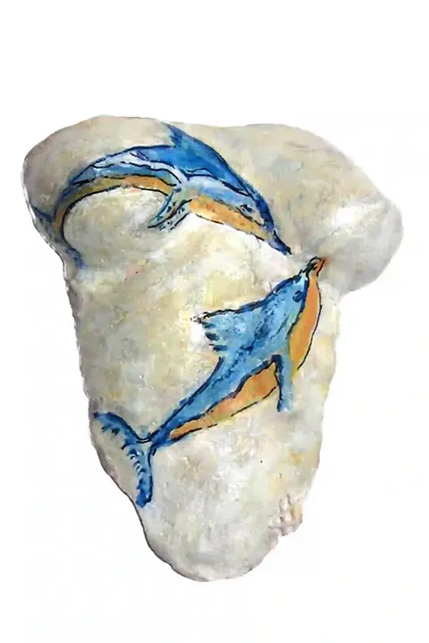 Painting on a female bust depicting dolphins, from the fresco of Knossos, Minoan civilization, Greek mythology