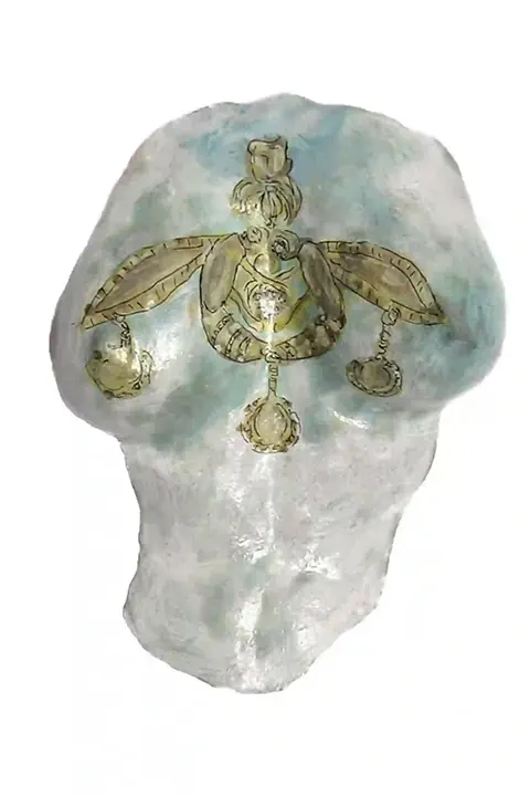 Painting on a female bust depicting the Jewel of Malia, Minoan civilization, Greek mythology