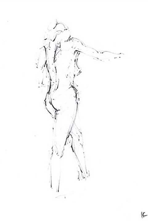 Black and white sketch, nude model