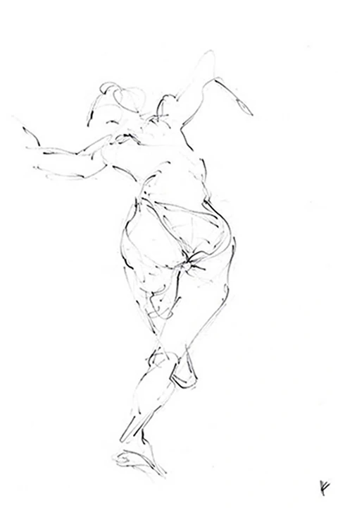 Black and white sketch, nude model