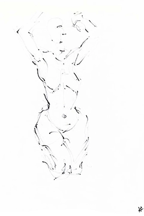 Black and white sketch, nude model