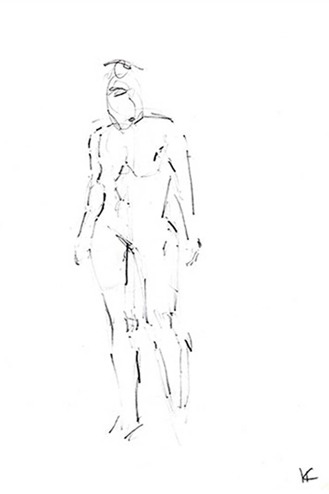Black and white sketch, nude model