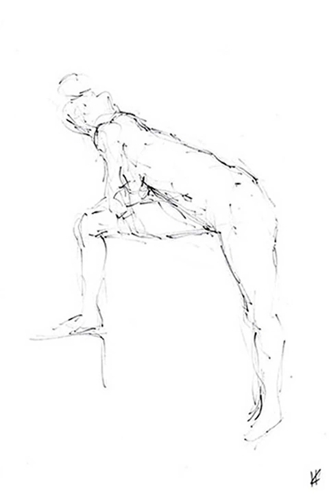 Black and white sketch, nude model
