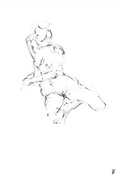 Black and white sketch, nude model