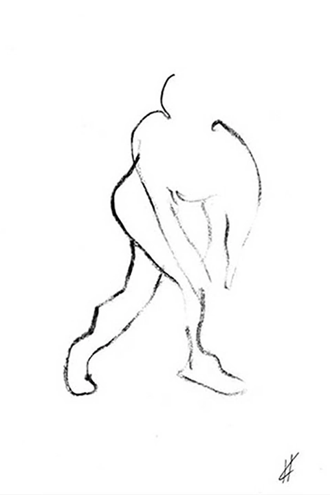 Black and white sketch, nude model