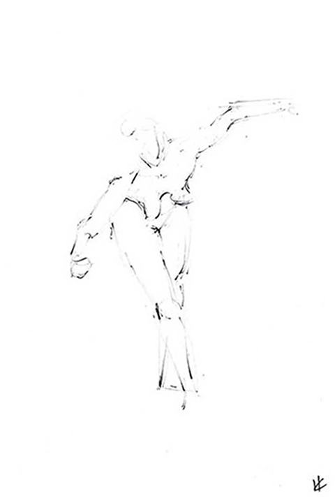 Black and white sketch, nude model