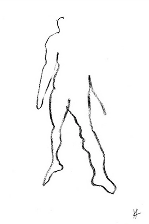 Black and white sketch, nude model