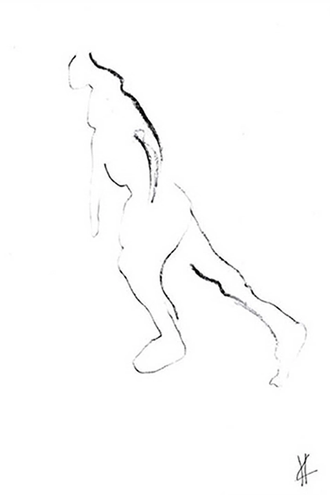 Black and white sketch, nude model