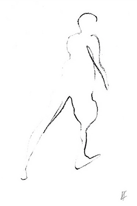 Black and white sketch, nude model