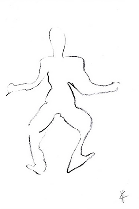 Black and white sketch, nude model