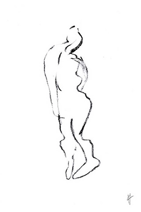 Black and white sketch, nude model