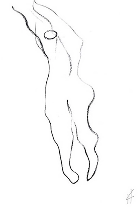 Black and white sketch, nude model
