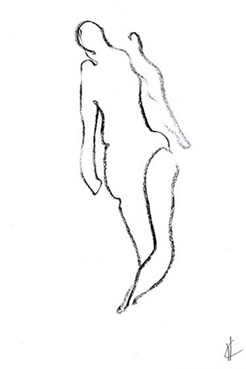Black and white sketch, nude model