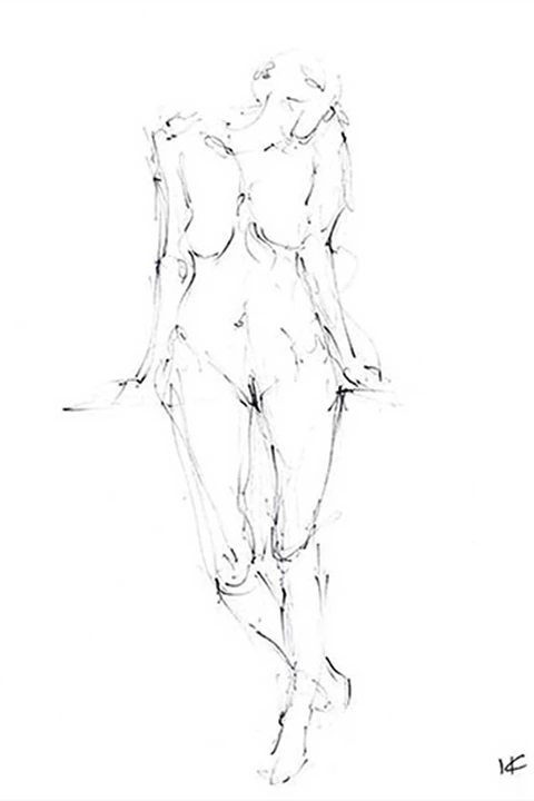 Black and white sketch, nude model