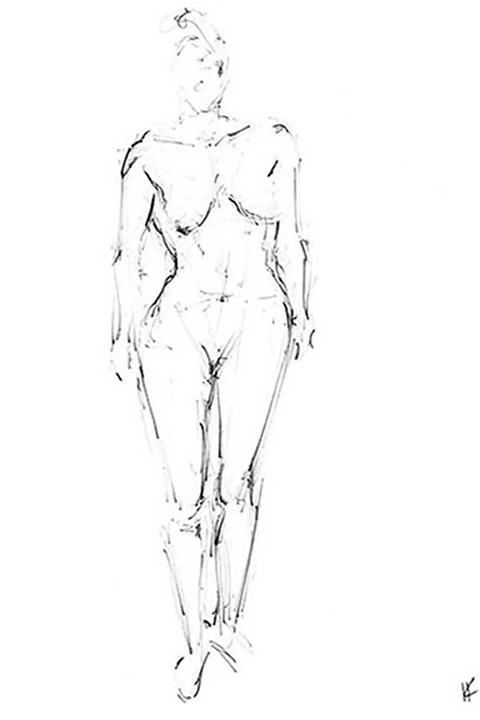 Black and white sketch, nude model