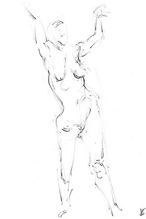Black and white sketch, nude model
