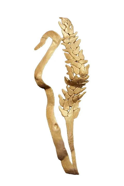 Wall Sculpture female bust, Goddess Demeter with wheat stalk, life-size, mixed media, modern art.
