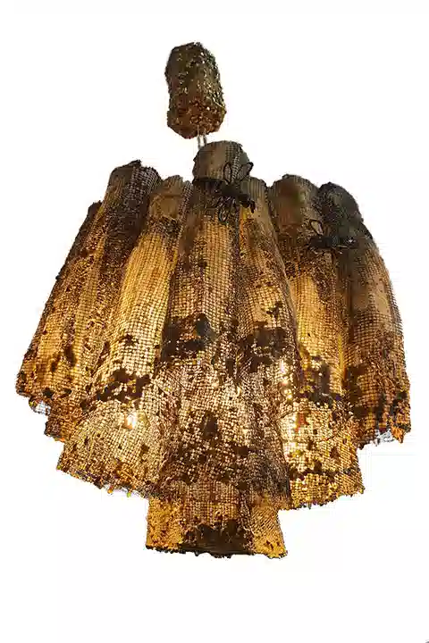 Handmade ceiling light in the shape of a honeycomb, unique custom design.