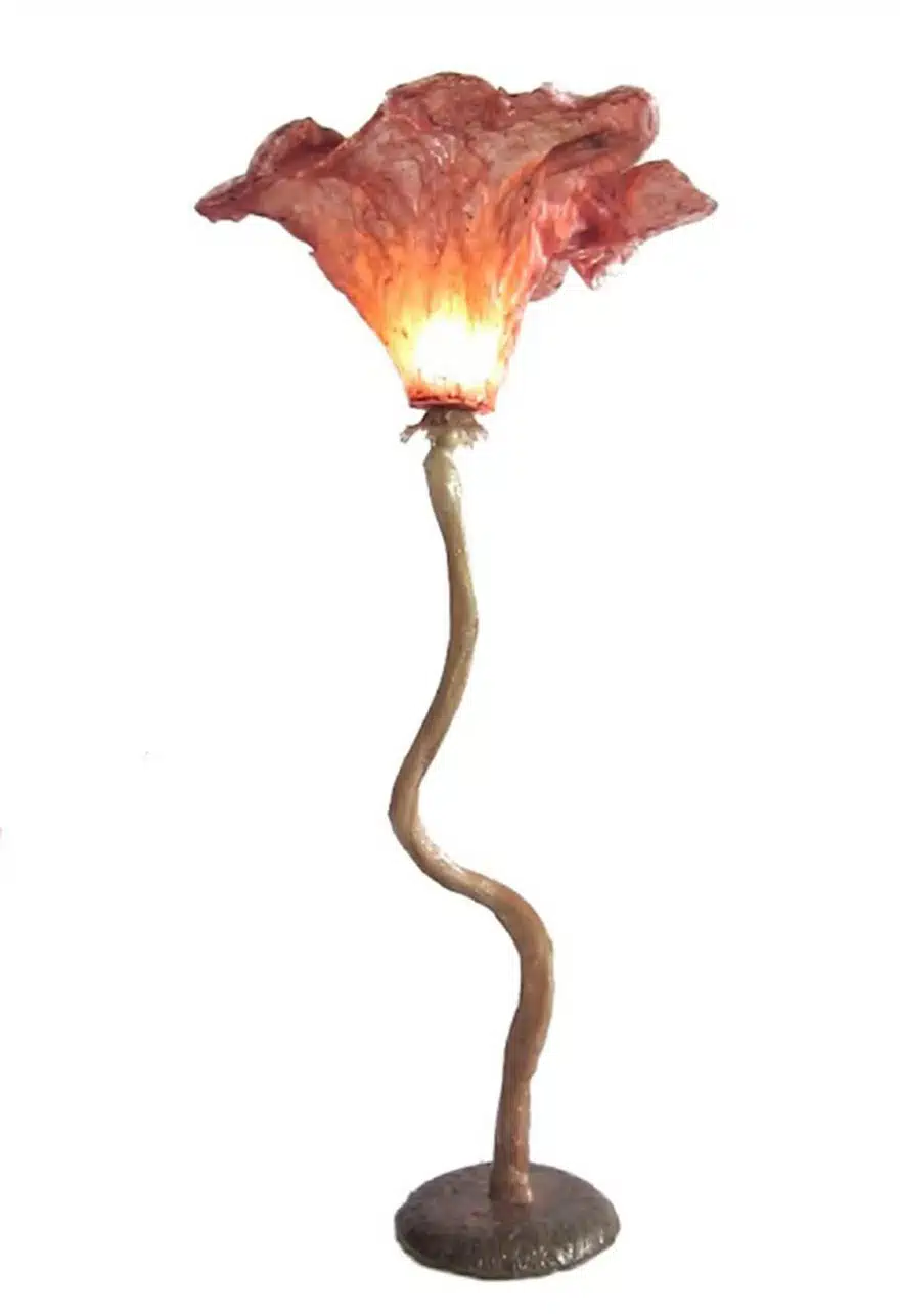 Handmade floor lamp in the shape of a flower, unique custom design.