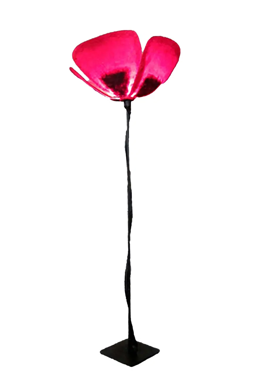 Handmade floor lamp in the shape of a poppy, unique custom design