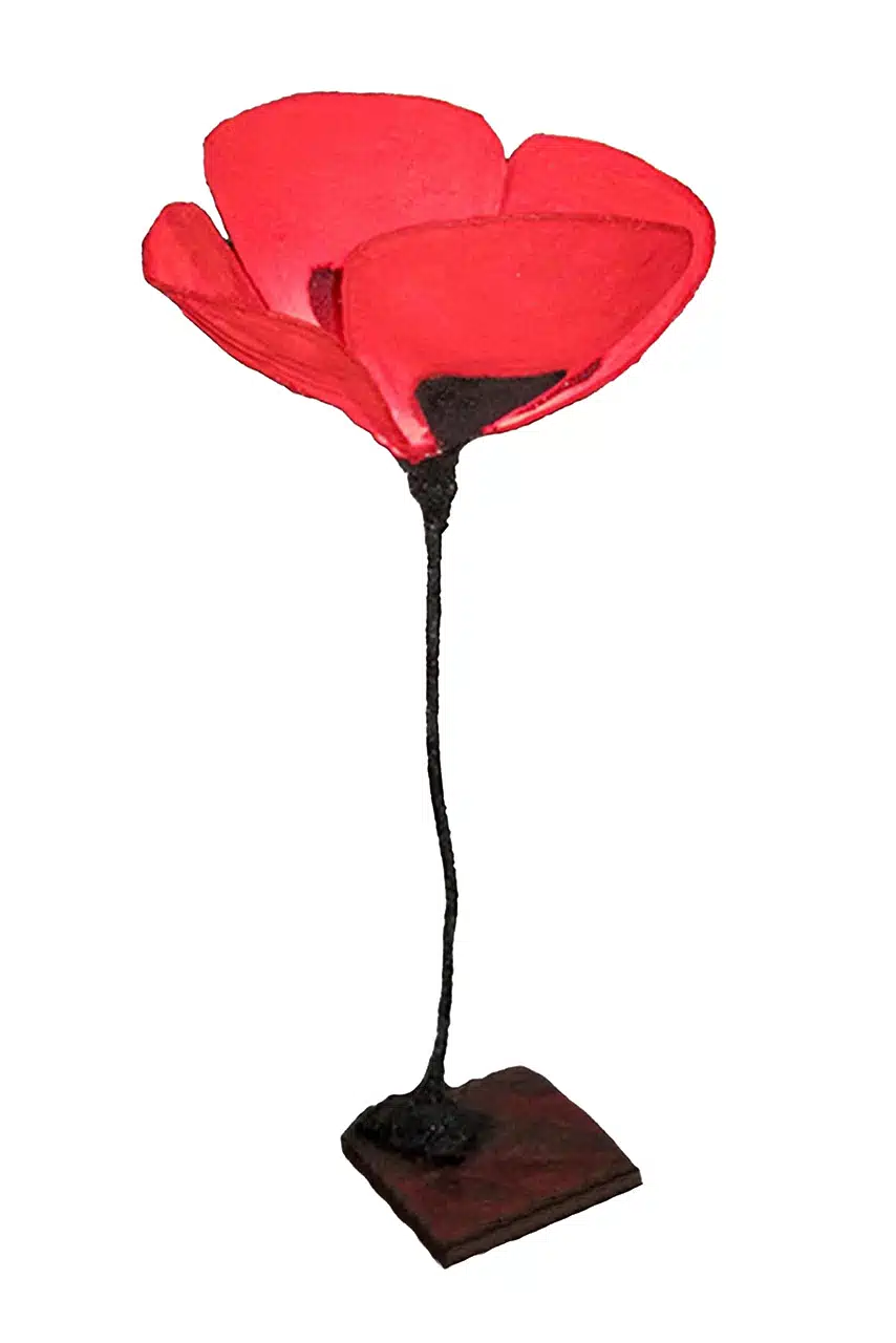 Handmade floor lamp in the shape of a poppy, unique custom design