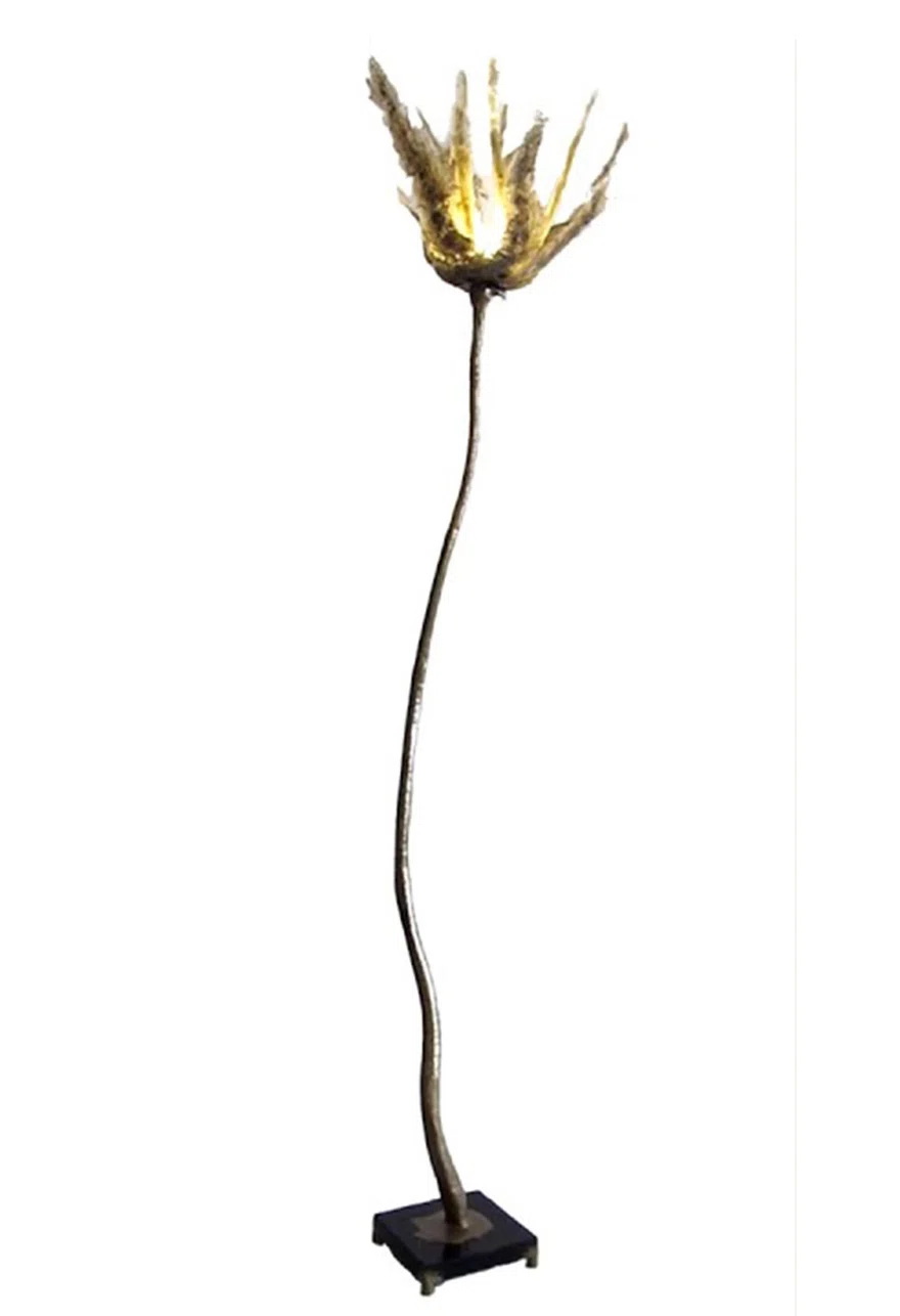 Handmade floor lamp in the shape of a flower, unique custom design.