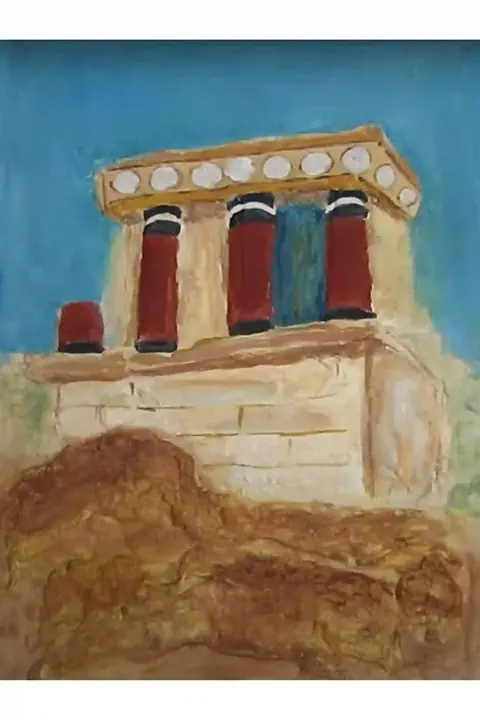 Handmade embossed painting depicting the Palace of Knossos, Minoan civilization, Cretan art