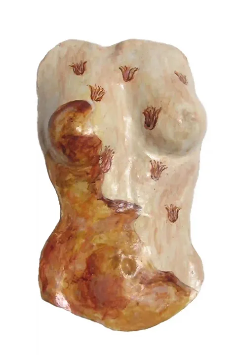 Painting on a female bust depicting crocuses, from the fresco of Knossos, Minoan civilization, Greek mythology