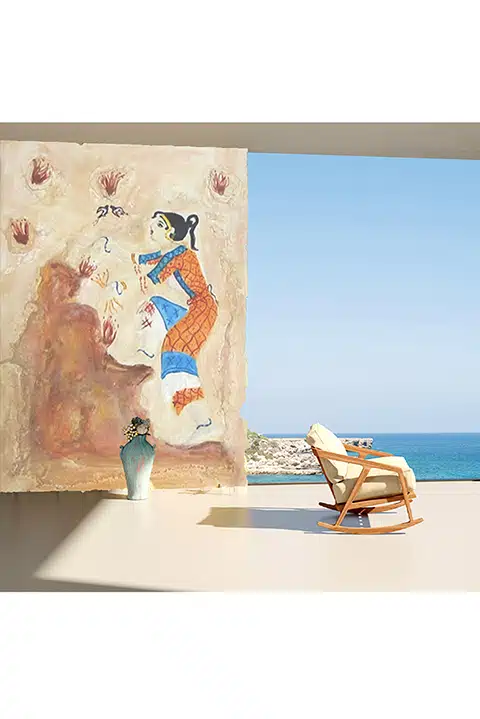 Interior design inspired by the fresco of the Saffron Gatherers, Minoan civilization.