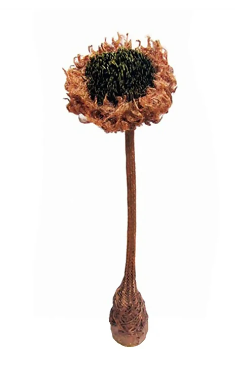 Sculpture of a sunflower, mixed media, expressionist.