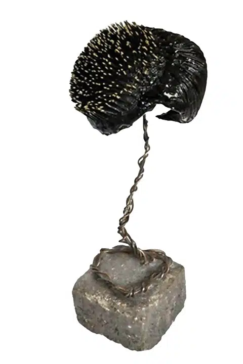 Sculpture of a sunflower, mixed media, expressionist.