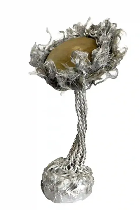 Sculpture of a sunflower, mixed media, expressionist.