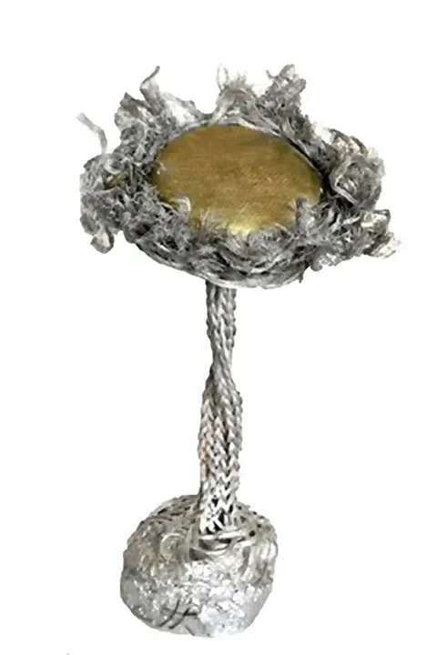Sculpture of a sunflower, mixed media, expressionist.