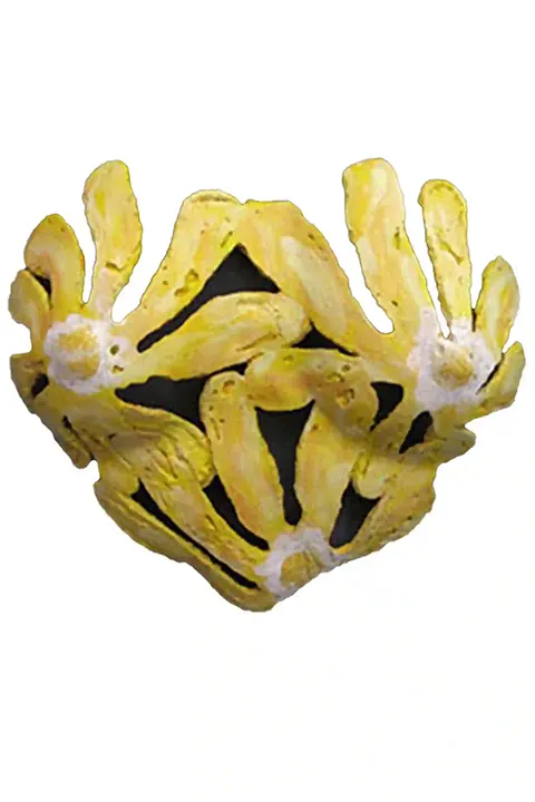 Wall sculpture of a female bust in the shape of a heart, mixed media, modern art.